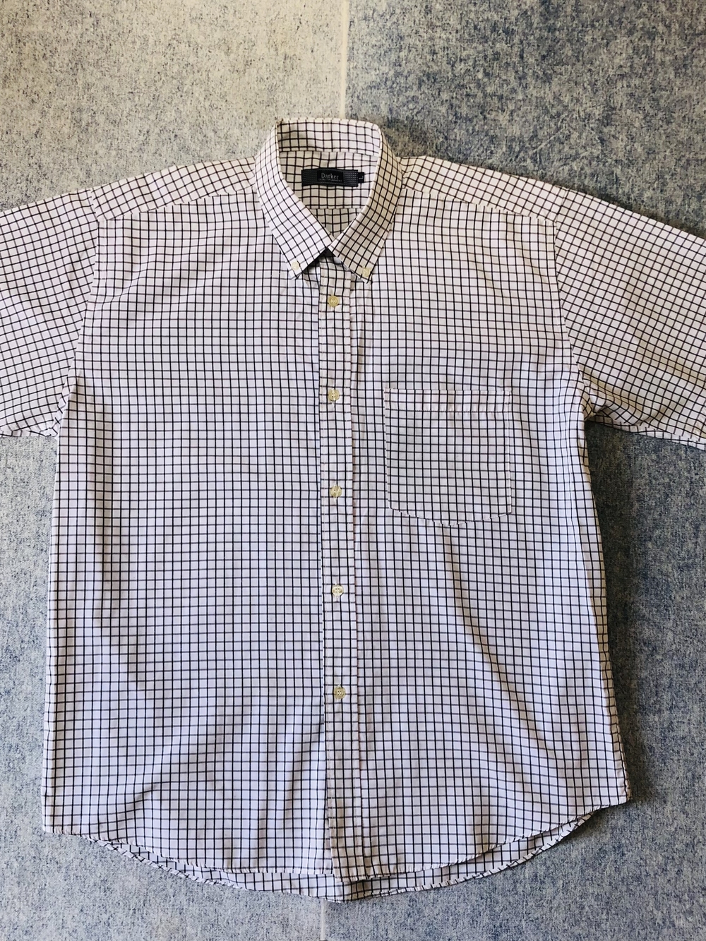 Levi's White Short-Sleeve Button-Down with Black Grid Pattern